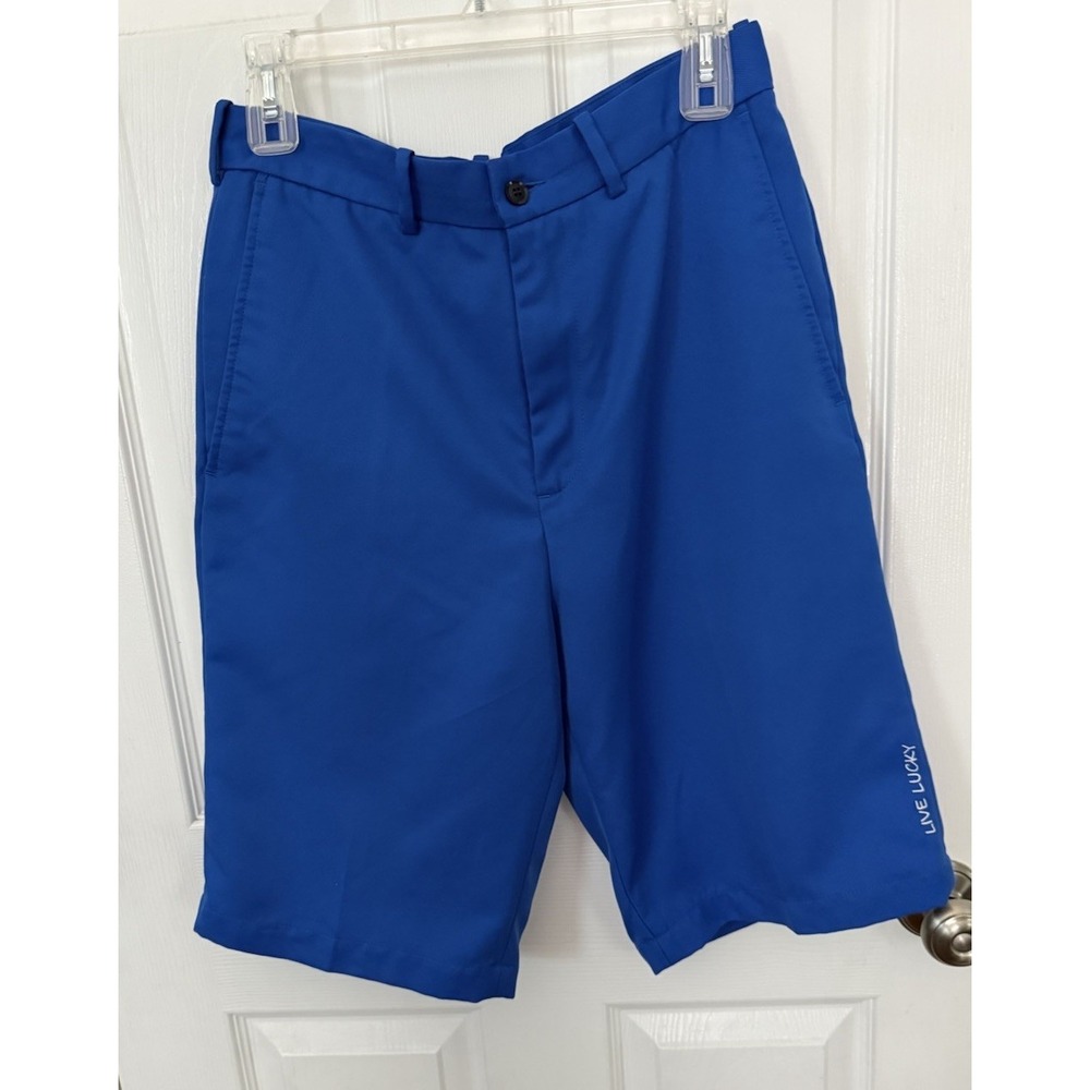 Black Clover Shorts Men's Royal Blue Polyester Flat Front Shorts Size 30